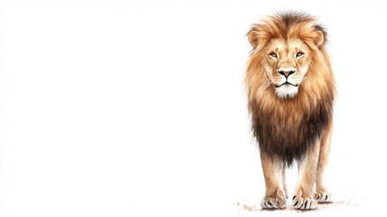 Obraz premium Lion is standing in front of a white background