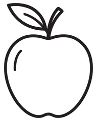 Simple line drawing of a fresh apple with a leaf