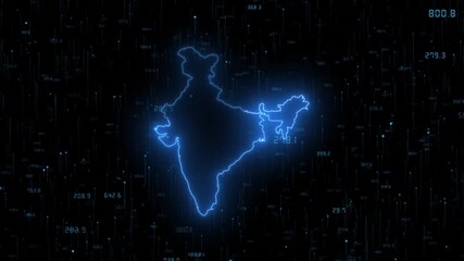 Digital Neon blue map of India country map Global Network Connections digital cyber technology map background. map network or business concept. data analysis cyber security futuristic business. - Powered by Adobe
