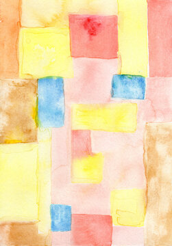 Abstract watercolor background with earth tones and rectangular shapes
