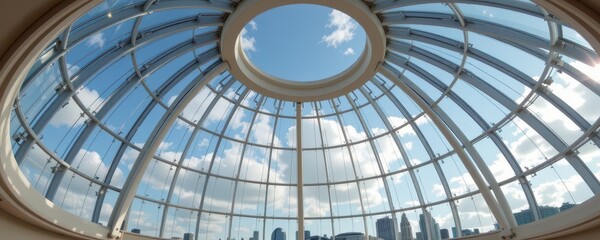 Naklejka premium adaptive smart glass in glass domes controls daylight, glare