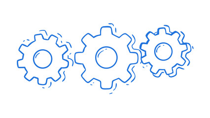 Blue gears connected in a row machinery mechanical