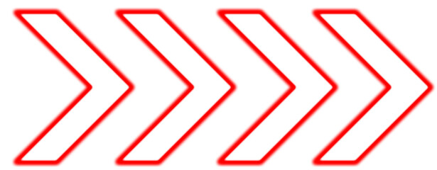 Swipe the red arrow pointing to the up. Glowing neon light traffic directional arrows sign. Flashing direction indicators