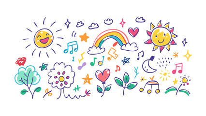 Cheerful doodle elements illustration colorful