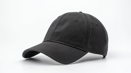 Black Baseball Cap on White Background