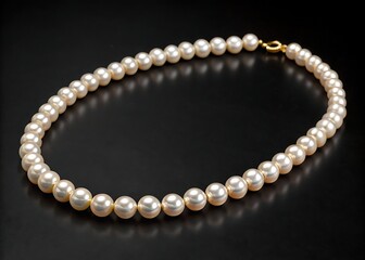 Obraz premium A luxurious pearl necklace drapes gracefully against a black background, a timeless accessory that embodies elegance and glamour