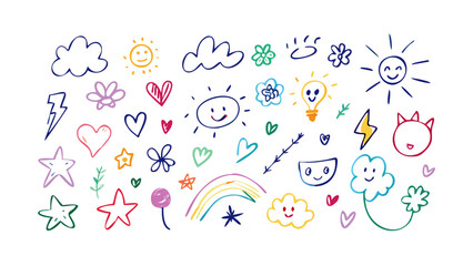 Cheerful hand drawn doodles happy