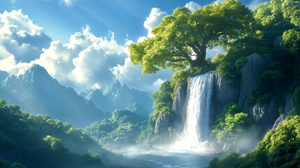 Waterfall in the mountains