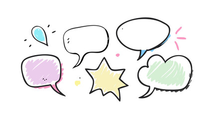 Colorful hand drawn speech bubbles and star comic communication