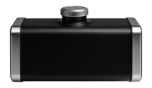 Rectangular car fuel tank with black powder-coated surface