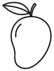 Simple outline drawing of a mango fruit with a leaf