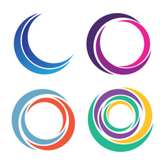 Circle company logo signs set. Collection of colorful emblems vector illustration. Abstract round symbols. Unique logotype design template isolated on white