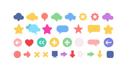 Colorful icons collection shapes design elements