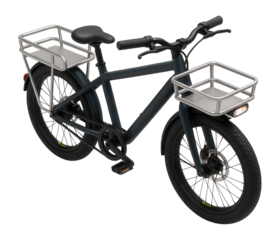Utility electric bicycle with side pannier racks and integrated lights