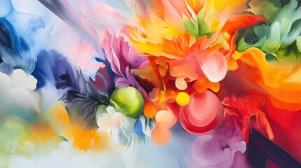 Vivid Abstract Artwork with Bold Colors and Dynamic Swirls