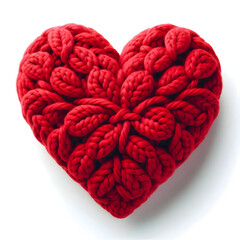 red heart Crochet isolated on white background