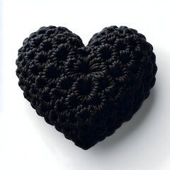 black heart Crochet isolated on white background