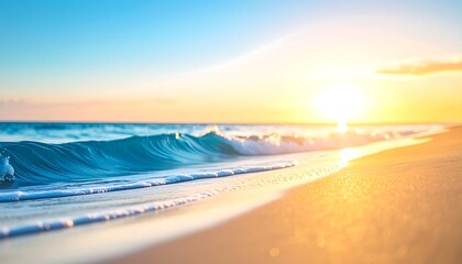 Obraz premium Sunset Ocean Wave Beach Sand.