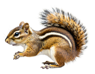 Playful Chipmunk in Side Profile with Long Tail, Isolated PNG