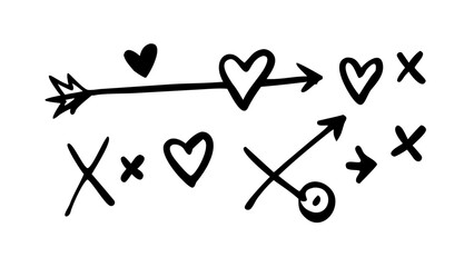 Hand drawn with mixed arrows symbol direction