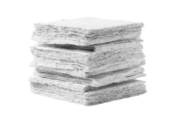 Stack of white square papers, slightly uneven edges. Clean and textured