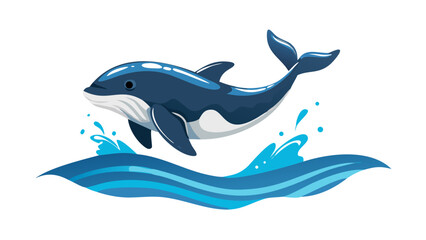 Obraz premium Majestic whale breaching blue waves orca killer whale