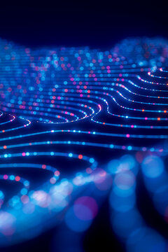 Abstract 3D technology background with streaming data and digital connection