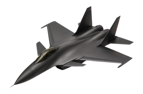 Twin-engine multirole fighter jet with swept wings and canard foreplanes