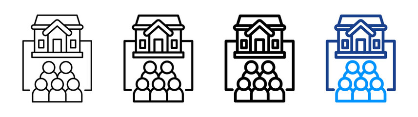 Community Property Icon Different Style Outline Collection Set