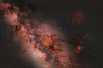 Milky Way core at night viewed from Almeria Spain with dust and plasma
