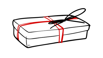 Red gift box doodle present ribbon