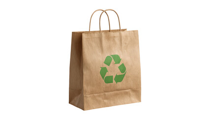 Brown paper shopping bag with recycle symbol