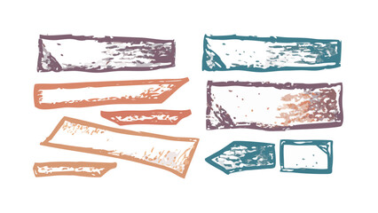 Retro hand drawn shapes with grain textured