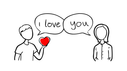 Simple Red Heart Doodle love romance