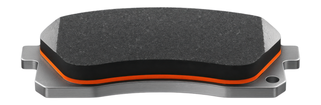 Brake pad with chamfered edges and steel backing plate