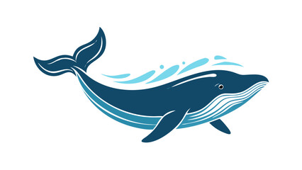 Stylized Blue Whale Swimming ocean marine life