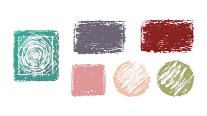 Textured abstract shapes in various colors chalk grunge