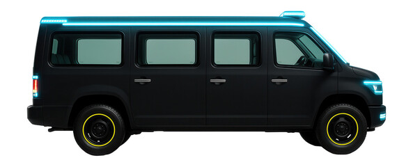 Personnel transport car with emergency lighting and reinforced windows