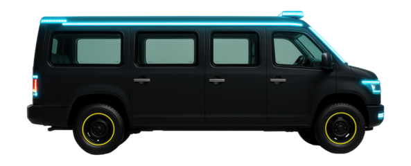 Personnel transport car with emergency lighting and reinforced windows