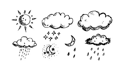 Vintage weather forecast sun and clouds retro