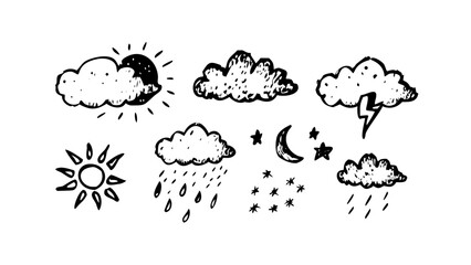 Vintage Weather Cloud with Lightning Bolt storm