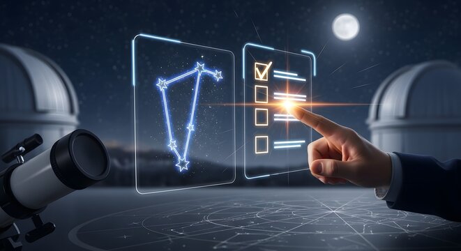 Astronomy checklist and constellation view - Powered by Adobe