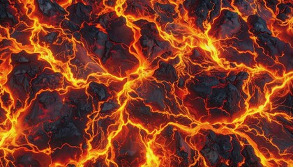 Molten Lava Flow with Volcanic Rock.