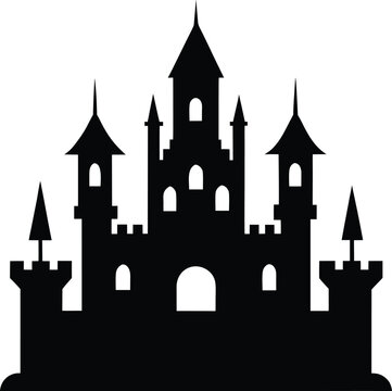 Ancient castle silhouette vector illustration isolated on a white background