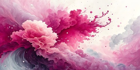 Explosive Pink and Purple Smoke Cloud Swirling Abstract Design