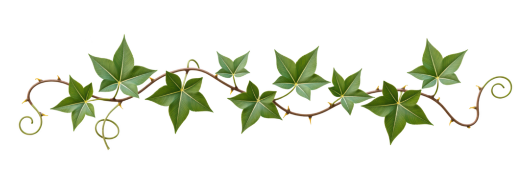 Lush green ivy vine with vibrant leaves, twisting gracefully, adds natural touch to any design or decor
