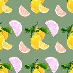 lemon slice repeat seamless pattern