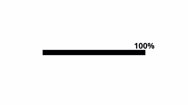 Progress bar animation on a transparent background, loading bar animated with alpha channel, progress bar animation from 0% to 100% in 4k.   