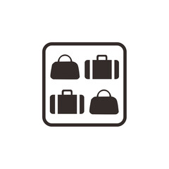 Four simple luggage icons neatly arranged within a square frame.