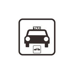 Simple black and white taxi stand sign icon.